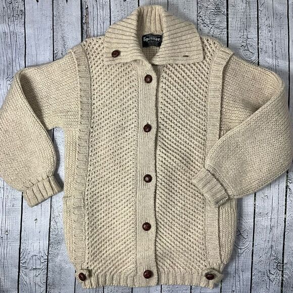 VINTAGE SPANNER 100% Wool Cardigan - Picture 2 of 6